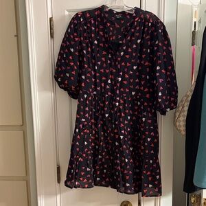 Fate Black Dress with Red and Pink Heart Print